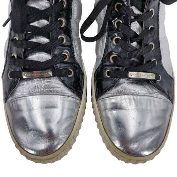 Alessandro Dell'Acqua Black Silver Metallic Fashion High-top Sneakers Mens 10.5 - Picture 10 of 14